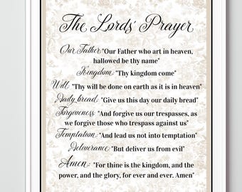 Handmade The Lord's Prayer Art Print: Christian Home Decor