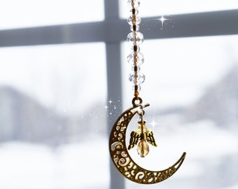 Crystal and Gold Angel Sun Catcher, Hanging Decoration
