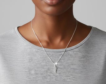 Sterling Silver Angel Feather Necklace: Handmade Angel Jewelry