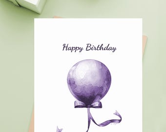 Biglietto Di Compleanno 'Time To Celebrate!' Con Palloncino Viola - 15x15 Cm, Cartoncino Di Qualità - 2