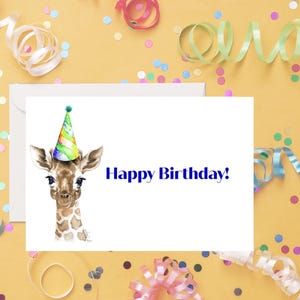 Giraffe Birthday Card, DIY Download Birthday Card, Birthday Card For Children, Birthday Card for Kids, Cute Animal Birthday Cards