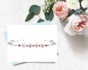 Love Birds Card:  Anniversary, Wedding (Digital Download)