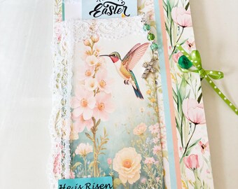 Handmade Easter Junk Journal Insert, Bunny Writing Folio