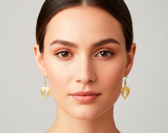 Angel Wings Earrings 10k Gold Plated: Guardian Feather Jewelry