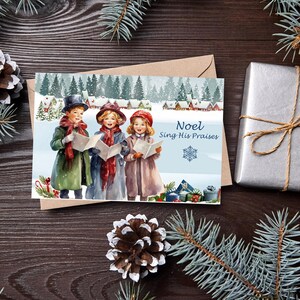 Vintage Christmas Carolers Card, Festive Vintage Style Christmas Card, Noel Christmas Card, Children Singing Christmas Carols, Noel Card
