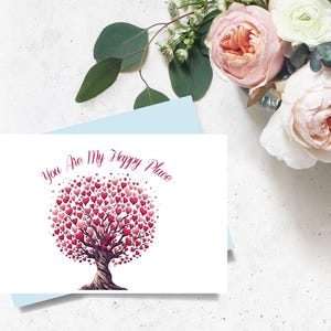 You Are My Happy Place Printable Card, Love Card, Anniversary Card, Valentine's Day Card, Painted Heart Tree Card, Print From Home Love Card