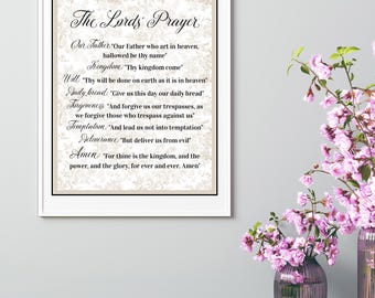 Handmade The Lord's Prayer Art Print: Christian Home Decor