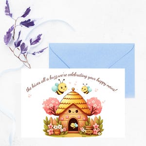 Congratulations Card, Bees and Hive Card, DIY Download Card, Congrats Card, Printable Congratulations Card, DIY Cards, Print from Home Cards