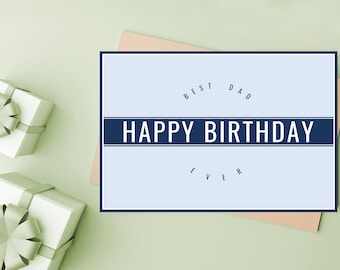 Dad Birthday Card, Blue Pattern (Digital Download