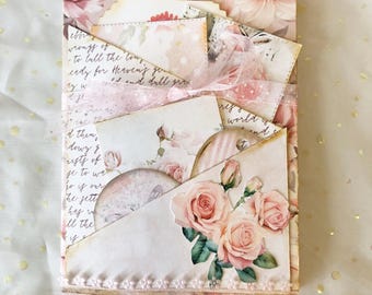 Handmade Shabby Chic Pink Roses Folio: Floral Writing Book