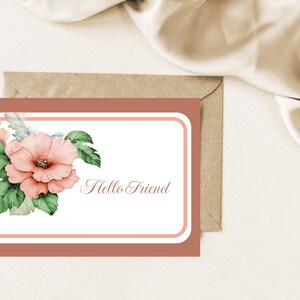 Hibiscus Hello Friend Printable Card, Flower Card, Encouragement Card, Friendship Card, DIY Printable Card, Digital Download Card, PDf card
