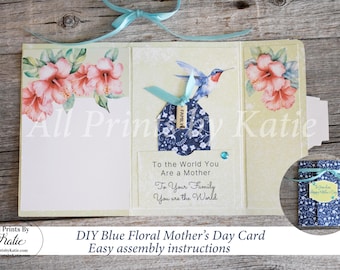DIY Trifold Mothers Day Card, Grandma Mothers Day Card, Wife Mothers Day Card, Daughter Mother's Day, Print from Home Mother's Day Card