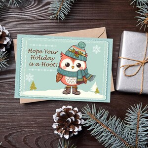 Cute Owl Christmas Card, Printable Funny Christmas Card, Cheerful Christmas Card, Printable Christmas Card, DIY Holiday Card,Merry Christmas