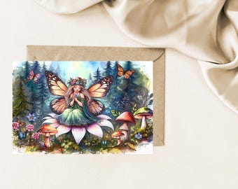 Butterfly Fairy Birthday Card: Fantasy Note Card (Digital Download)