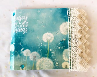 Handmade Enjoy the Little Things Junk Journal, Pretty Writing Flip Book