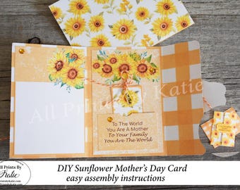 DIY Sunflower Mothers Day Card, Grandma Mothers Day Card, Wife Mothers Day Card, Daughter Mother's Day, Print from Home Mother's Day Card