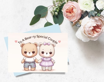 Teddy Bear Couple Anniversary Card (Printable)