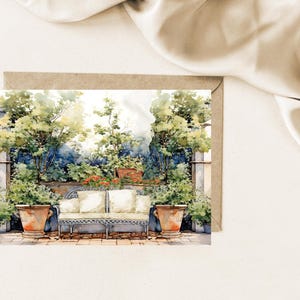 Thinking You Card, Pretty Patio Note Card, DIY Greeting Card, Printable Note Card,Print A Card, Printable Birthday Card, Miss You Card