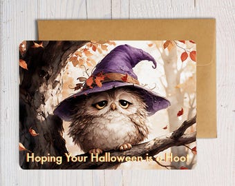 Handmade Owl Halloween Card: Bird Wizard Note