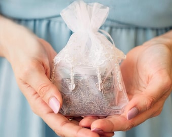 Handmade French Lavender Sachets Set: Embroidered Lace Fragrance Set