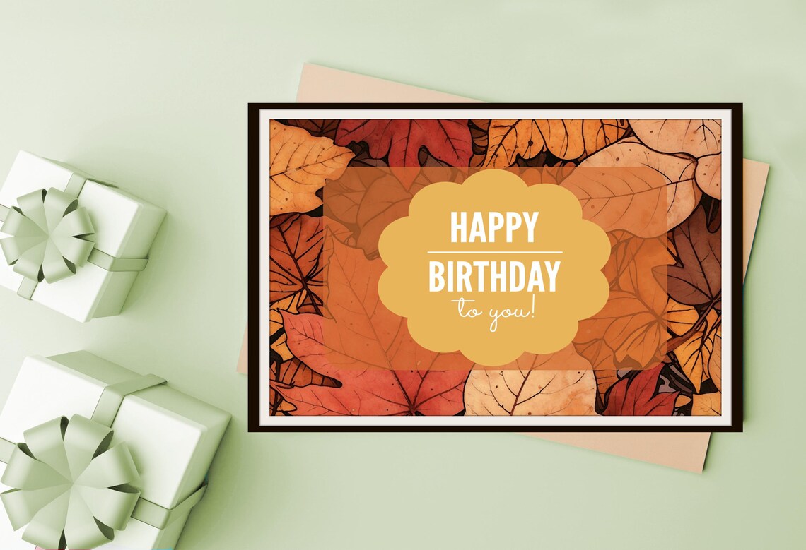Autumn Leaves Birthday Card: Printable Fall Colors (digital Download ...
