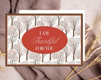 Printable Thanksgiving Card: Autumn Tree Design (Digital Download)