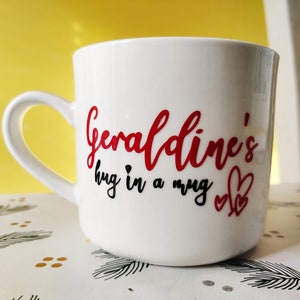 Personalised HUG IN A MUG drink&#39;s mug with name