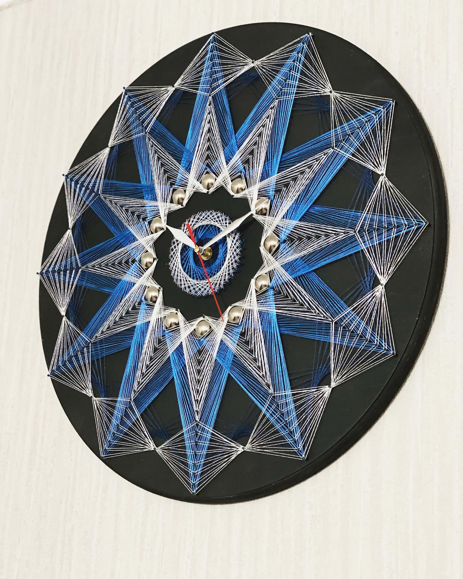 String Art Wall Clock Wooden Clock Art Work blues and Etsy