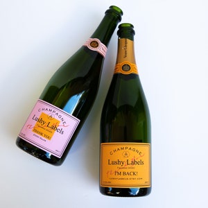 Personalized Veuve Clicquot Inspired Labels, Rosé Champagne Label, Custom Champagne, Orange Champagne Label, Pink Bubbly Label