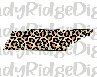 Leopard Print Tennessee State Shape PNG File For Sublimation