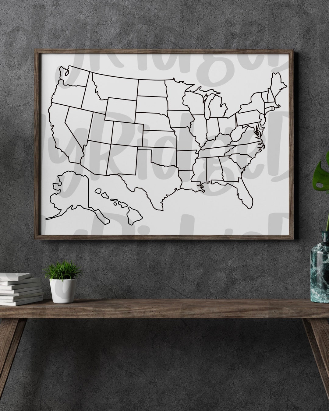 USA Map Outline PNG File - Etsy