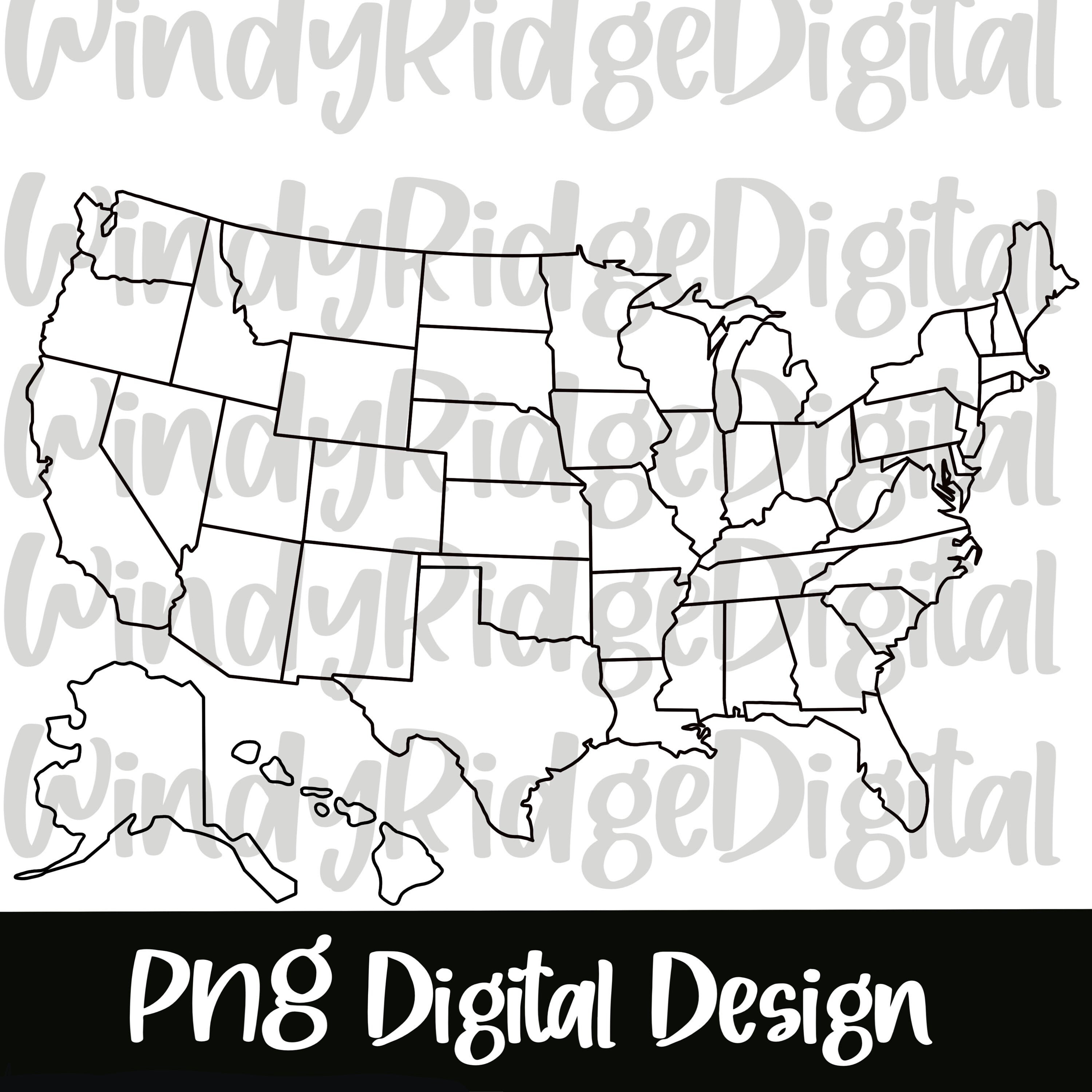 USA Map Outline PNG File | Etsy