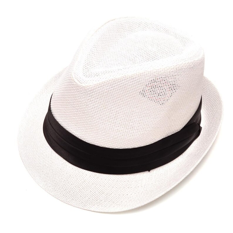 White Fedora hat fedora with black band classic fit fedora Etsy