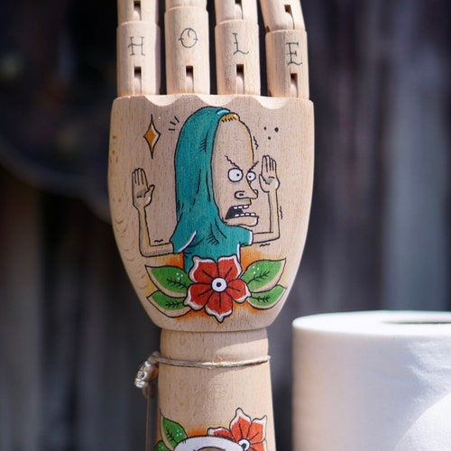 The Great Cornholio Traditional Tattoo Art Wooden Hand Etsy