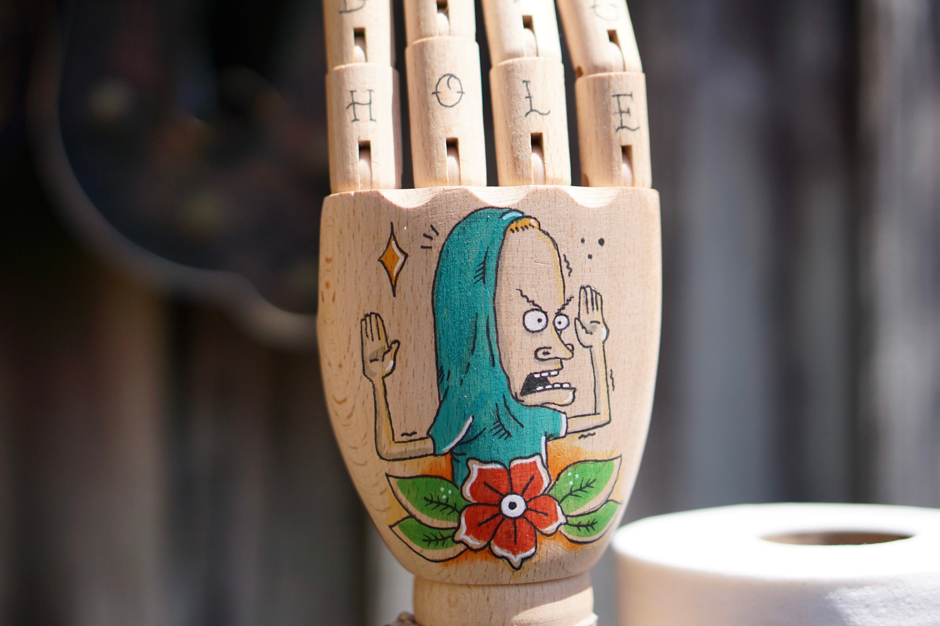 The Great Cornholio Traditional Tattoo Art Wooden Hand Etsy