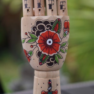 Live Life Traditional Tattoo Art Wooden Hand - Etsy