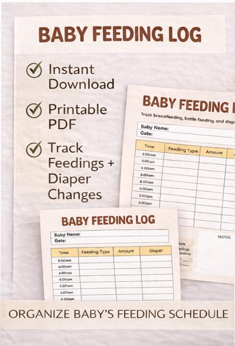 Baby Feeding Log Tracker | Breastfeeding, Bottle Feeding, Diaper Chart ...