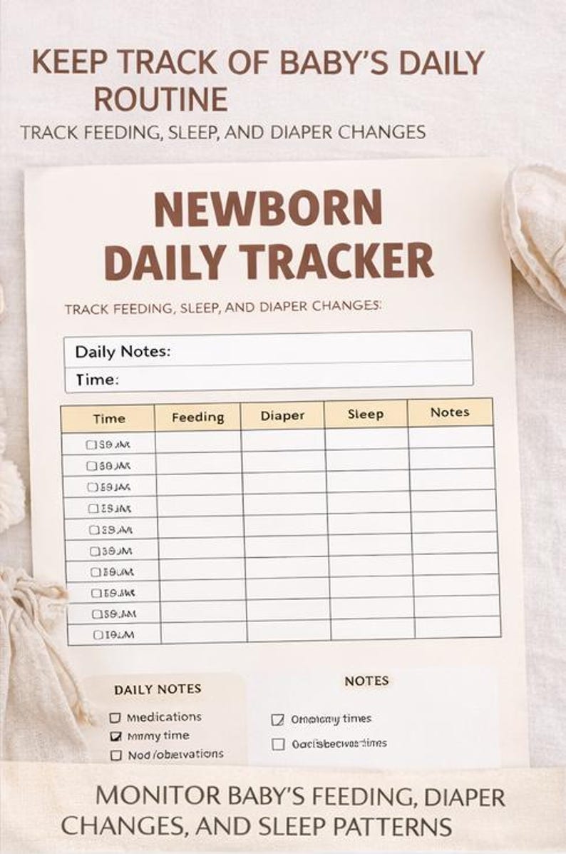 Newborn Feeding & Sleep Tracker Printable | Baby Daily Log ...