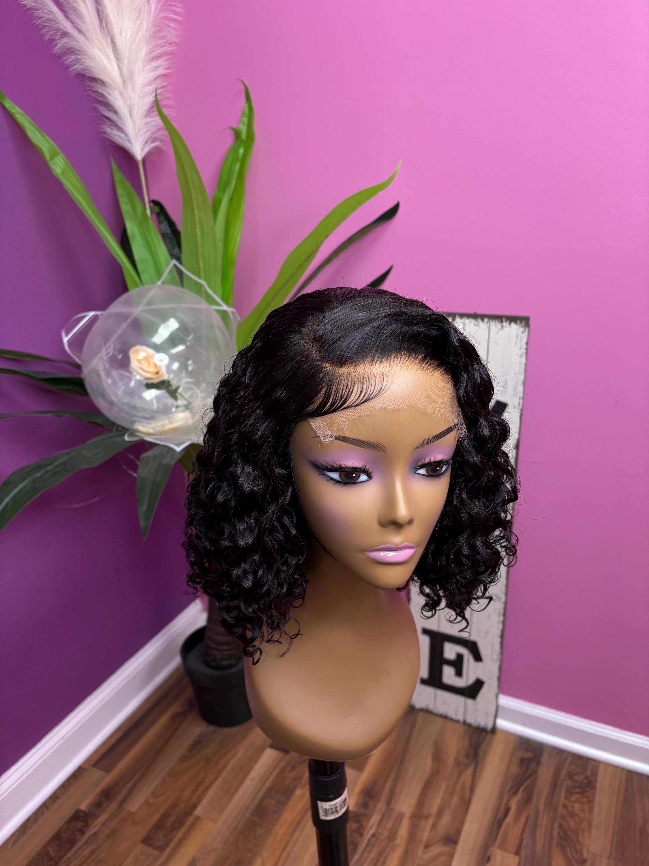 Custom 10 Curly Wig Virgin Human Hair Pre plucked Glueless 