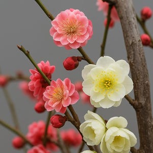 Japanese  plum bossom Exposed Root bonsai Nanyu+golden  楠玉+黄金鹤梅花大老桩 over  8years old big trunk