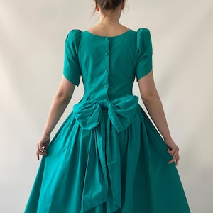 Wonderful Laura Ashley emerald modest vintage dress gown midi tea dress prom cotton formal princess evening image 1