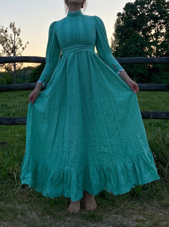 Early Laura Ashley Wales Green Modest Maxi Vintag… - image 3