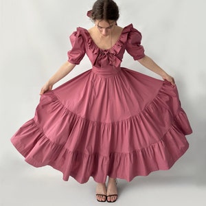 Pink Royal Gown Shoulders off, ruffles, cotton gorgeous dress