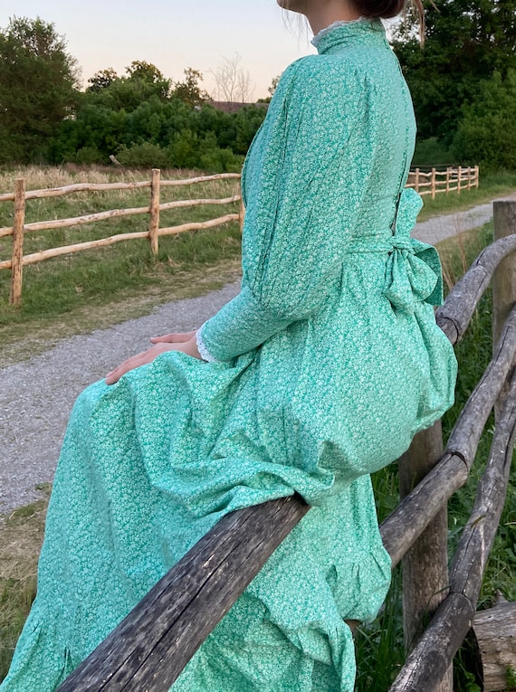 Early Laura Ashley Wales Green Modest Maxi Vintag… - image 2