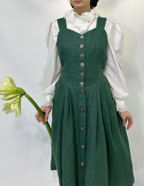 Green Austrian Bavarian dirndl apron sundress - image 3