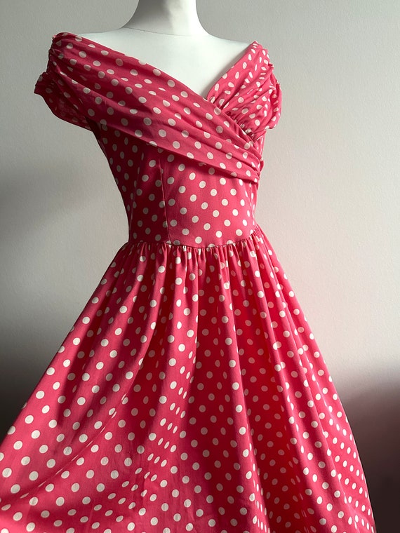 Cotton Pink Laura Ashley Vintage magenta polka dot