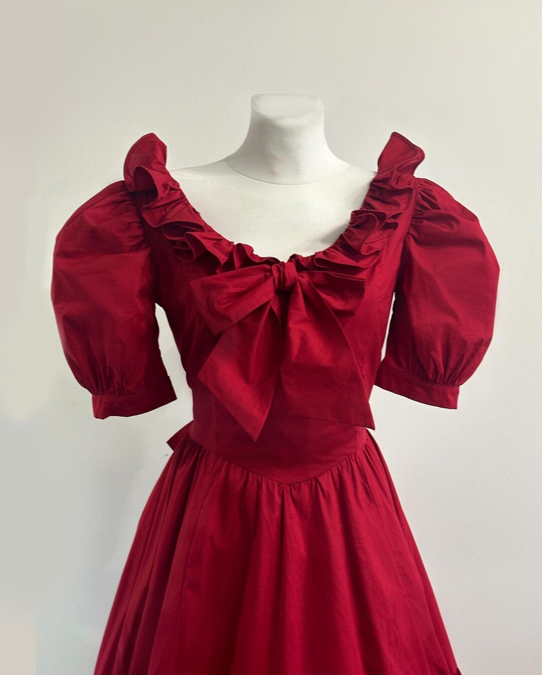 Wine Red Royal Gown Shoulders Off, Ruffles, Cotton Gorgeous Dress - Etsy