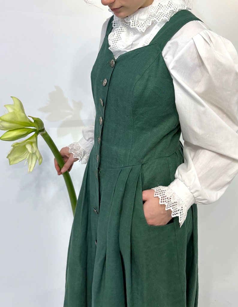 Green Austrian Bavarian dirndl apron sundress image 6