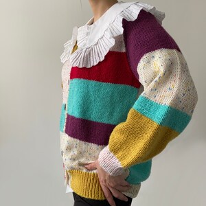 Lovely vintage rainbow cardigan stripes colourful retro cool trendy image 3