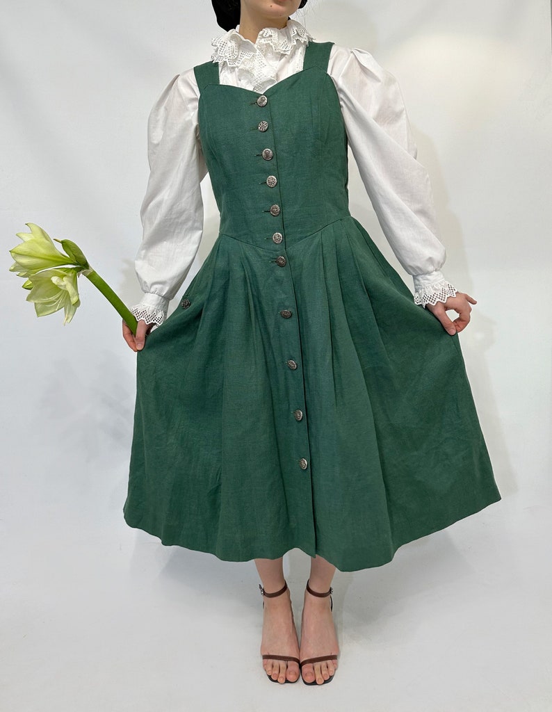 Green Austrian Bavarian dirndl apron sundress image 1